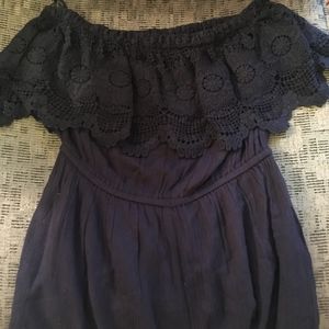 Navy Blue Strapless Romper